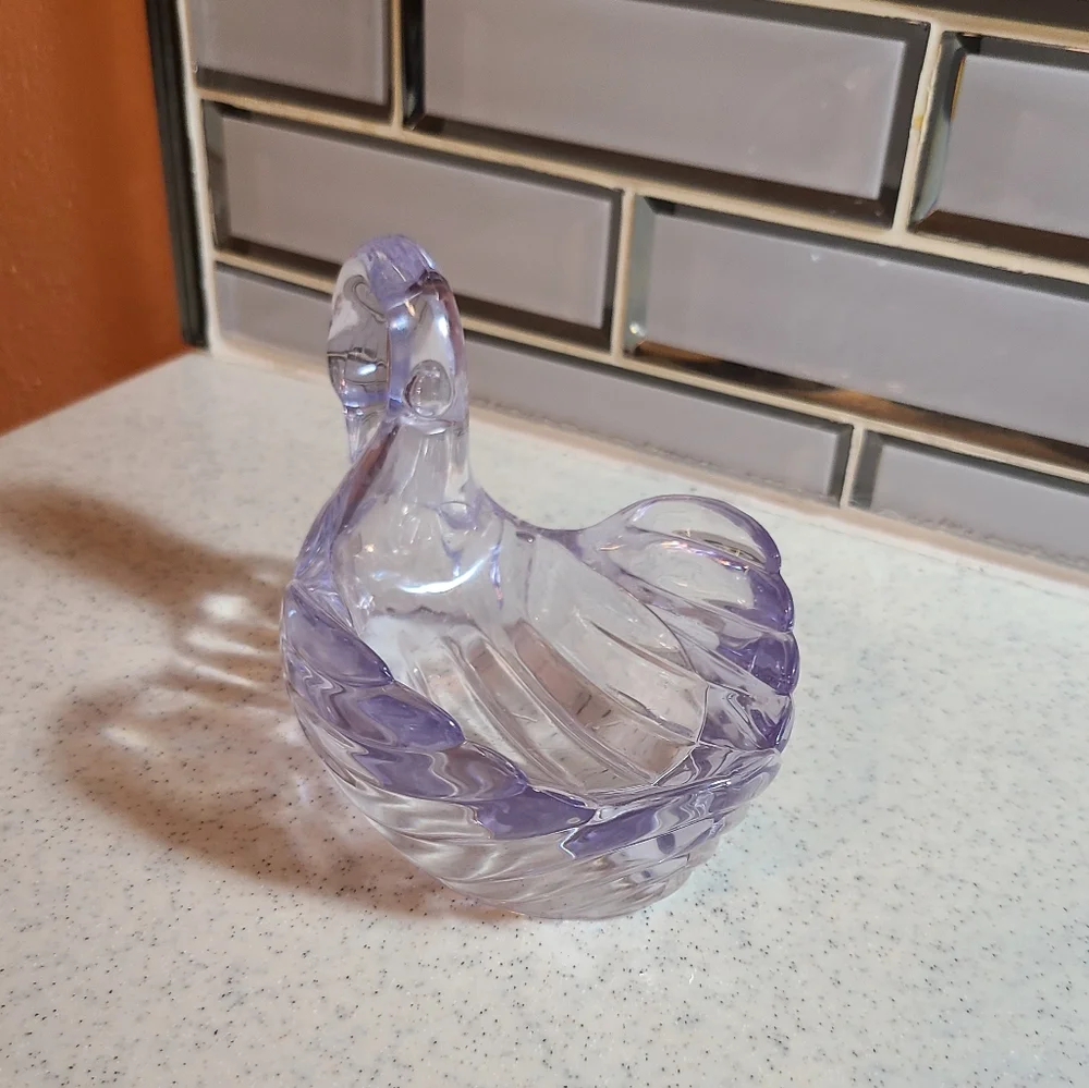 Vintage Clear Plastic Swan Soap DIsh Vintage Home Decor 1990s